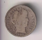1902-P BARBER DIME 90% SILVER PHILADELPHIA 10¢ UNITED STATES AMERICA TEN CENTS