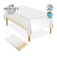 Tischdecke Kunststoff Weiß Gold Rechteckig 137X274Cm Konfetti FüR Party