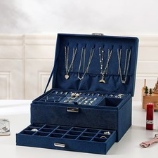 3 Tiers New Large Jewellery Boxes Storage Case Drawer Cabinet Necklace Organizer