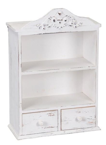 Dekoratives Dekoregal Mit 2 Schubladen Aus Holz Im Landhausstil Weiß Shabby-image