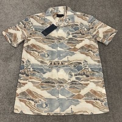 Pendleton Shirt Mens Medium Pacific Landscape Short Sleeve Button Up Camp NEW$89