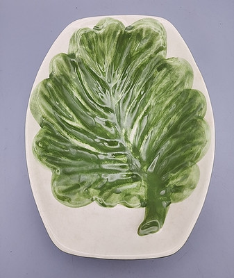 Vintage 8'' Serving Bowl  Los Angeles Potteries Palm Lettuce Leaf Vegetable