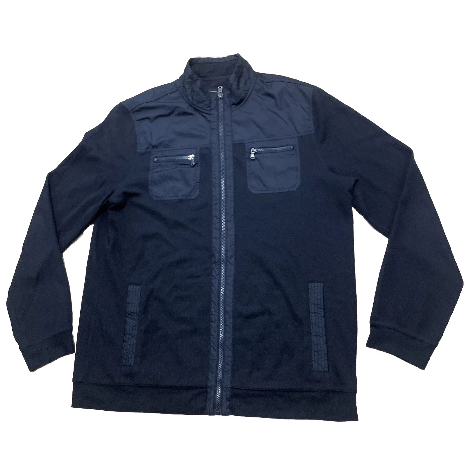 Structure Jacket Men XL black Slim Fit Thermal Stretch Knit Tech Pocket Capsule