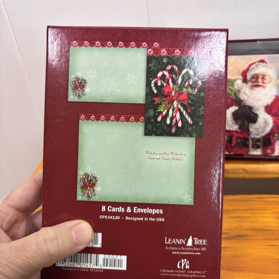 3 Packs Christmas Cards Leanin' Tree 24 Candy Cane and Santa Claus w/ Envelopes - Image 4 of 4