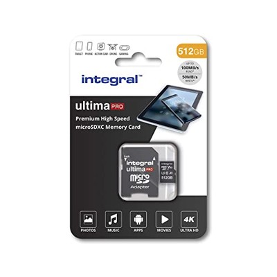 Integral 512GB Micro SD Karte 4K Video Premium High Speed Speicherkarte SDXC bis zu