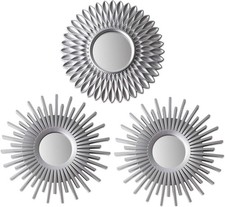 BONNYCO Wall Mirrors Pack of 3, Round Silver Mirrors for Living Room, Home Decor