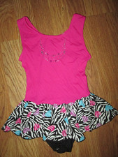 Girls JACQUES MORET dance gymnastics leotard leo w/ attached skirt S Sm 6 / 7