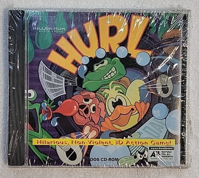 H.U.R.L. DOS PC CD-ROM 1995 Hilarious Non-Violent 3D Action Game HURL  **READ**