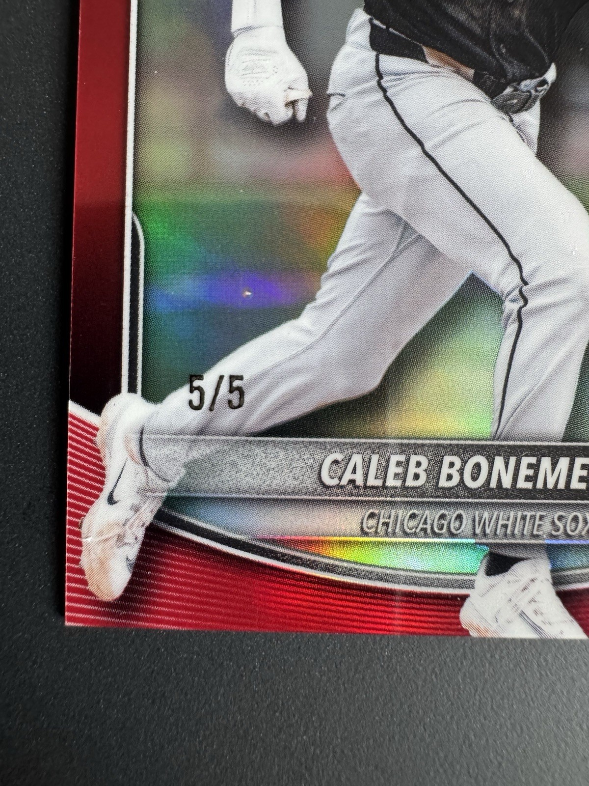 2025 Bowman Draft Chrome Caleb Bonemer Red Refractor 5/5 #BDC-184 White Sox SS view 3