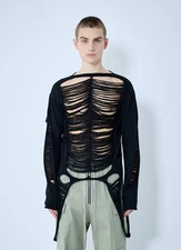 Rick Owens Men's Black Hollywood Ls Jumper Size S Rrp 950£ AW25