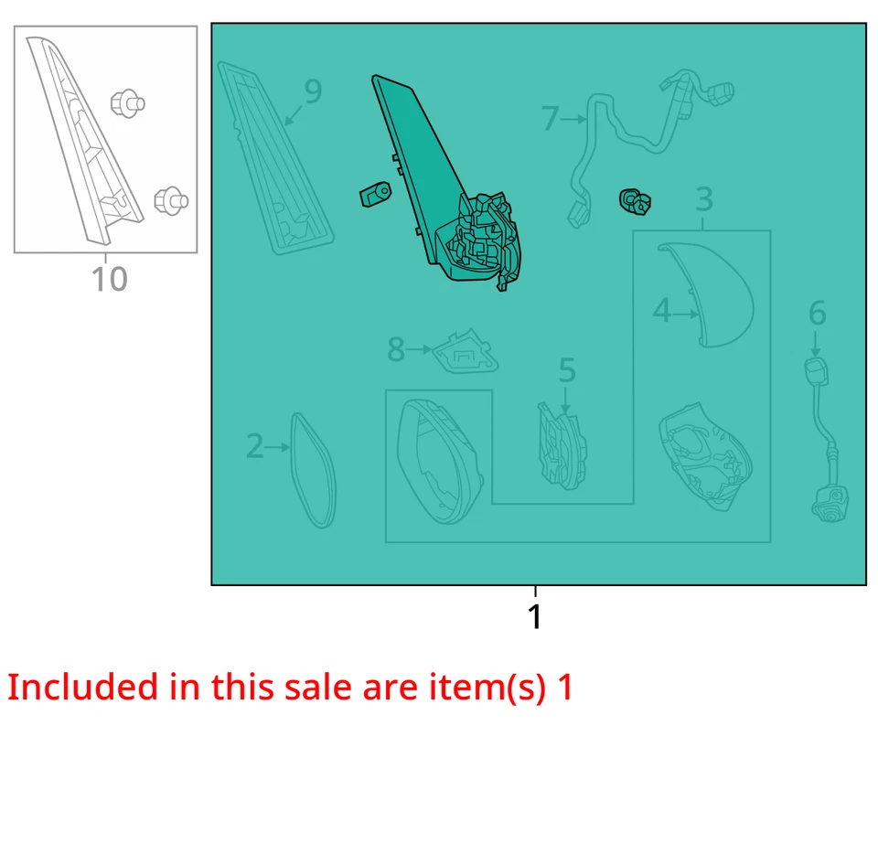Espejo retrovisor eléctrico con visión lateral derecha para pasajero Honda Odyssey 2014-2017 R5FQP Foto 3 de 4