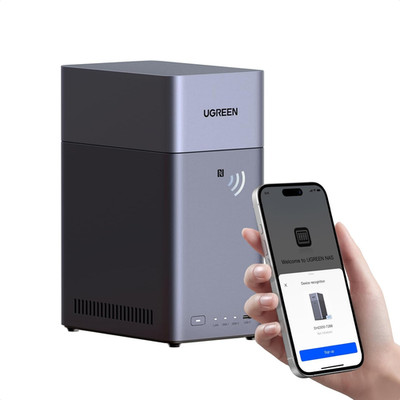 UGREEN Nasync DH2300 2 Bay Desktop NAS, NFC Tap Zum Verbinden, KI Fotoalbum, 4K