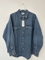 Men's Wrangler Western Denim Long Sleeve Shirt - Blue  Medium Item 112371427