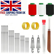 34Pcs Large Eye Sewing Needles Set Stainless Steel Threader Quilting Kit Crafts