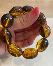 Authentic Baltic Amber Oval Beads Bracelet Luxury Gift for Her Women
