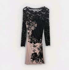 Phase Eight Dress | Women’s UK 14 | Black Pink Floral Lace Ruched