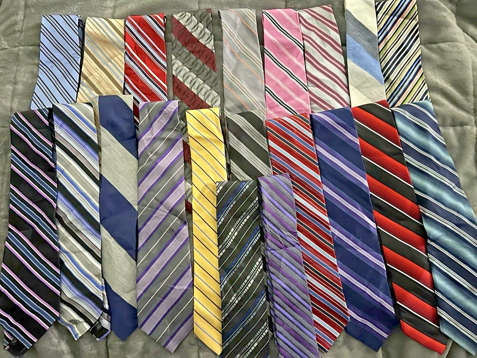 批量 21 件 男式领带 混合条纹 多色 Hilfiger J Abboud More Wear 被子 — 第 2/4 张图片