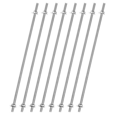 8pcs 8/32 Inch Threaded Rods with Hex Nuts and Washers 12 Inch Rod