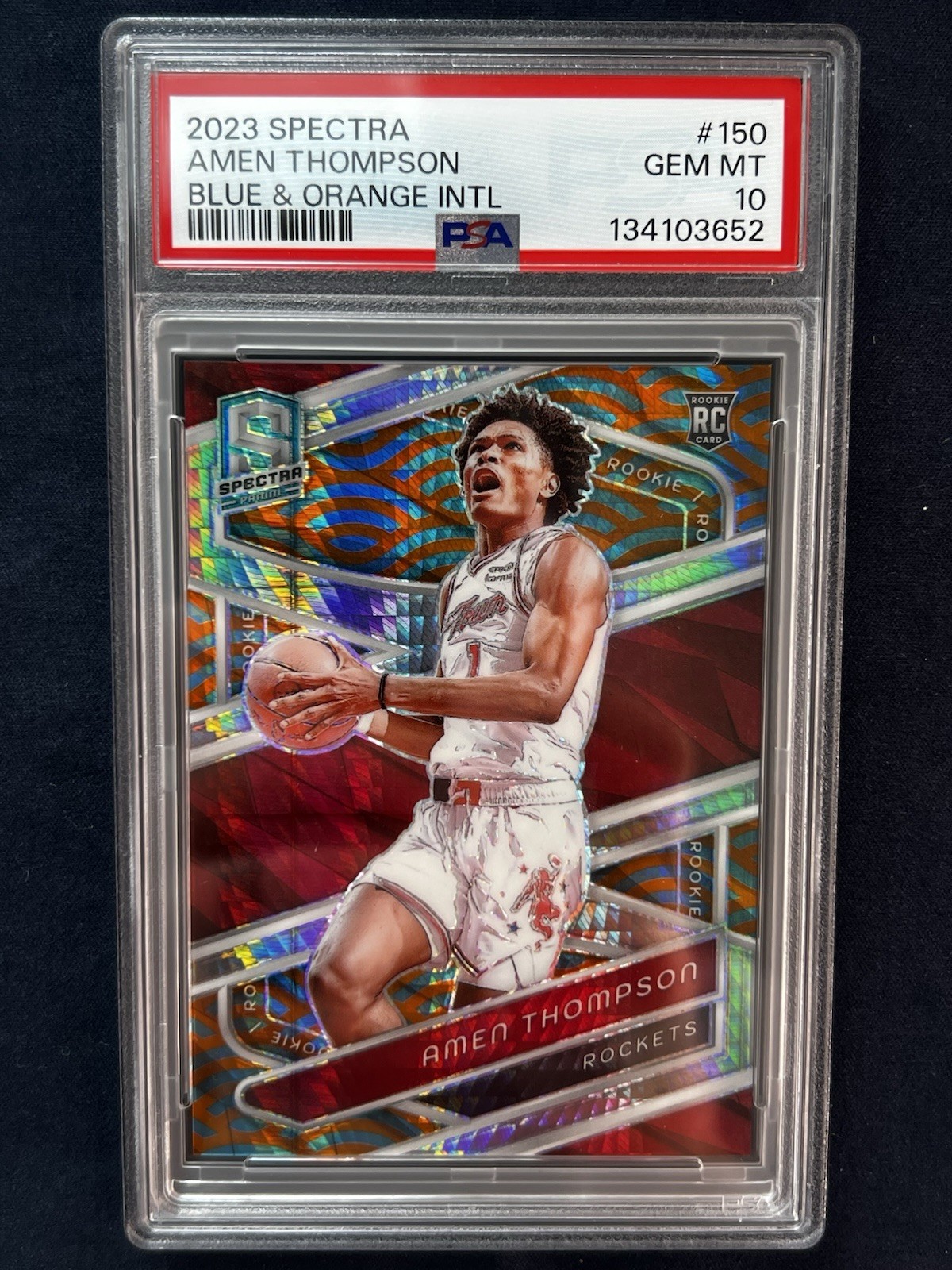 2023-24 Spectra - Amen Thompson #150 International Blue & Orange Prizm /25 (RC)