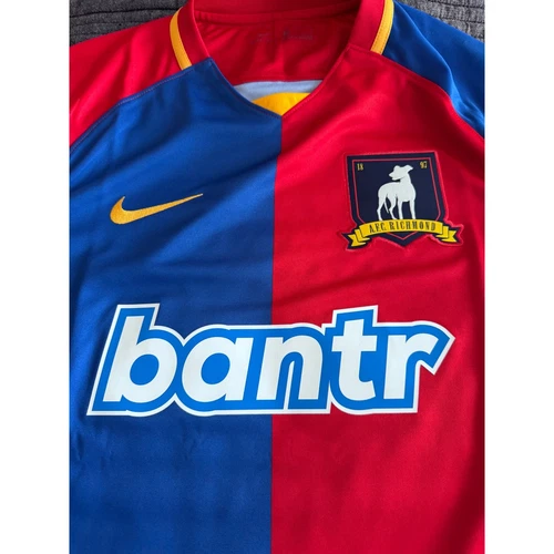 Nike AFC Richmond Bantr Ted Lasso Soccer Jersey. Red/Blue, Sz M. FD2361-449