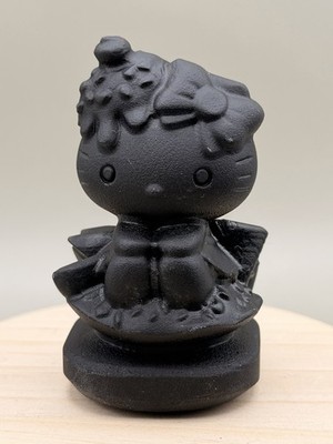 Black Obsidian Ice Cream Cone Hello Kitty Unusual Rare Natural Crystal