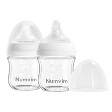 Numvim Glass Baby Bottles Gentle  Extra Slow Flow, 3 Ounce, 2 Packs, White