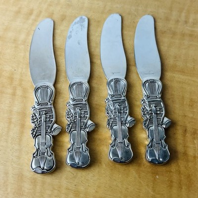 Godinger Cheese Jam Butte Knife Set of 4 Violin Harp Handle