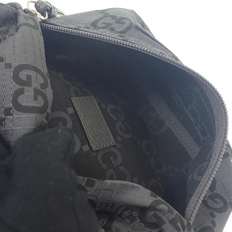 Gucci GG Recycled Black Grey Belt Bag Large 767934 with Silver Hardware