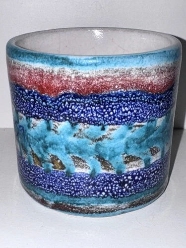 Vintage DeSimone Italy 64 Art Pottery Mug Fish Design Signed Giovanni De Simone