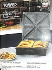 Image of Tower T27021 4 Slice Deep Fill Sandwich Maker with Extra-Deep, Non-Stick Ceramic