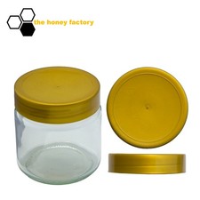 96 x HONIGGLAS 250g Neutralglas im KARTON mit Kunststoffdeckel GOLD f&uuml;r Honig