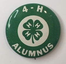 Vintage 4-H Alumnus Pin Button Flair Green Agriculture Farm Alumni Green White