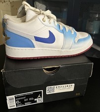 Nike Air Jordan 1 Low SE GS 6Y White/Game Blue Excellent Condition With Box