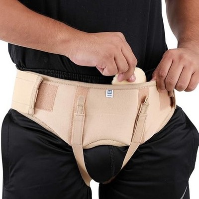 Double Inguinal Hernia Support Belt/Truss Brace with 2 Removable pad.for man 