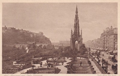 SCOTT MONUMENT AND CASTLE ~ EDINBURGH ~ SCHOTTLAND ~ UNBENUTZT ~ UNBESPIELT