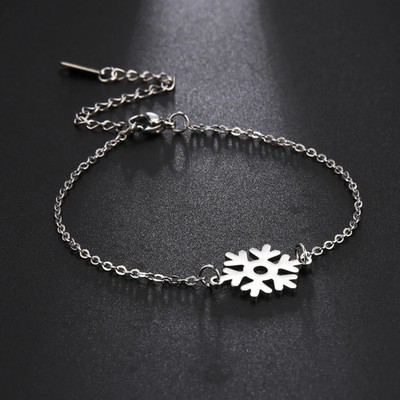 Schneeflocke Anhänger Armband Edelstahl Damen Herren Mode Schmuck