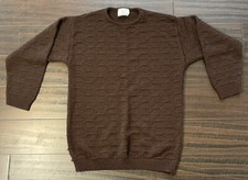 College Point Acrylic Sweater Womens M Brown Diamond Knit Vintage 70s Retro USA