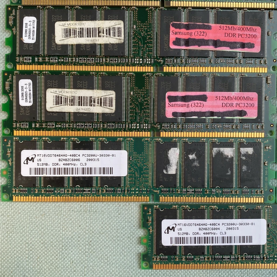 DDR SDRAM PC3200U Computer Memory Lot 11 Samsung Corsair MT 512MB 400MHz Hynix - Image 3 of 4