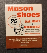 VTG Mason Shoes Advert Matchbook Box - 39 Full Unstruck Books & 5 Partial Books
