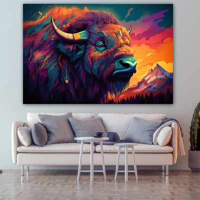 Color bison Canvas Painting Wall Art Poster Landscape Canvas Print Picture
