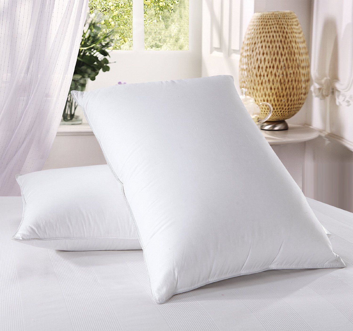 Medium Firm Down Pillow 500 ThreadCount 100% Cotton Neck Support Pillow (Single)