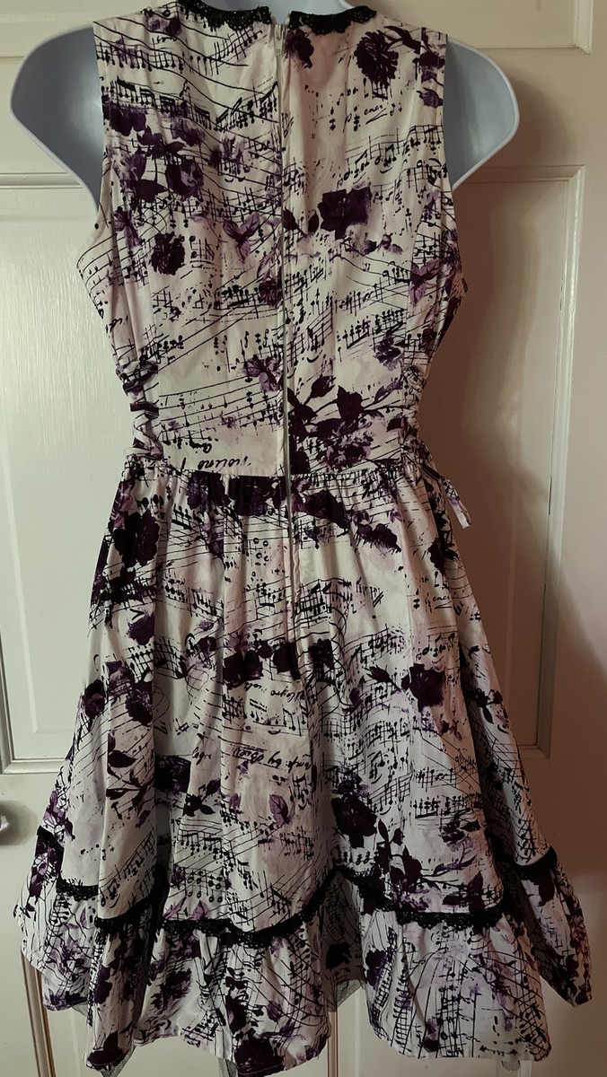 Hot Topic Sheet Music Dress Purple Roses Women's Size Small