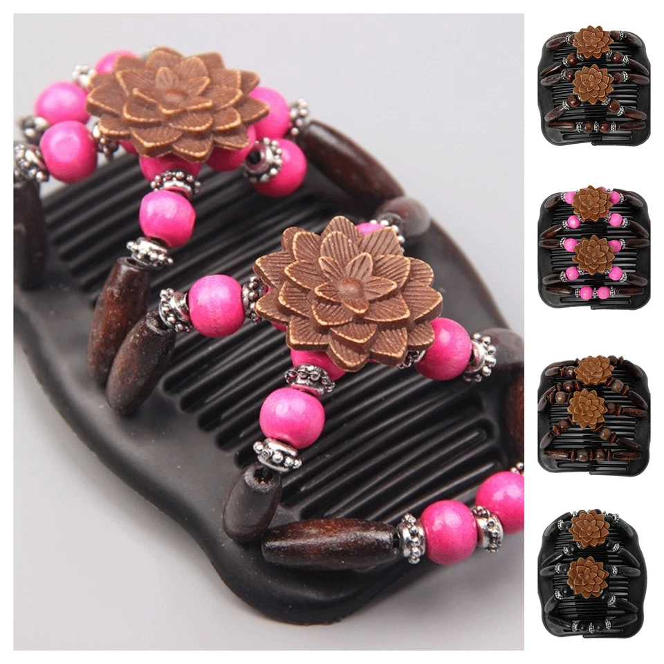 Trend African Hairclip Haarklammer Butterfly Holzdesign Haarkamm Blüten Design