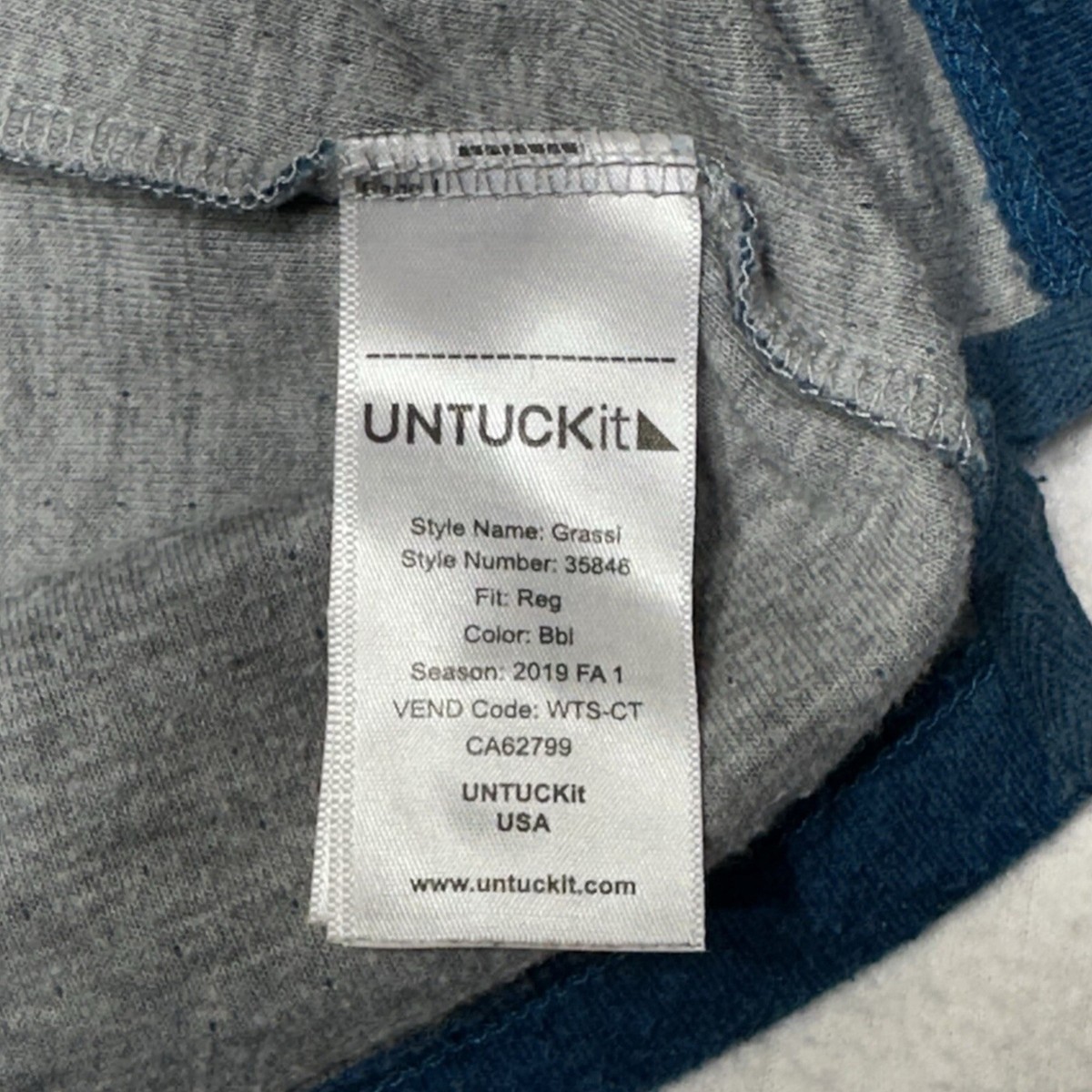じぇい UNTUCKit Henley Long Sleeve Grassi men's XXL Blue Casual Pullover