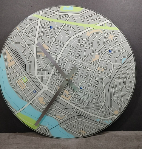 Orologio da parete Karlsson 'You Are Here' 16" vetro mappa città strade disegnato da Box32