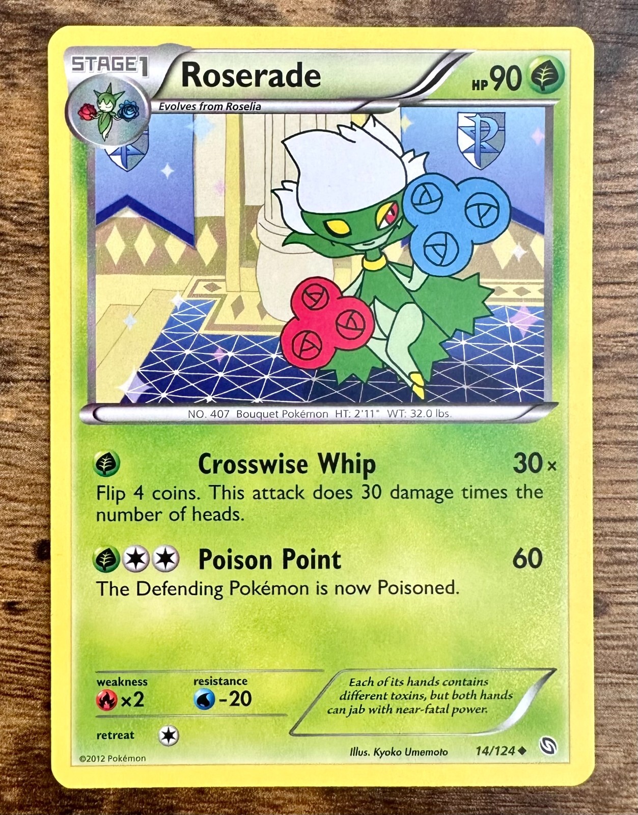 Roserade 14/124 2012 Black & White Dragons Exalted Pokemon Card Uncommon - Vlp