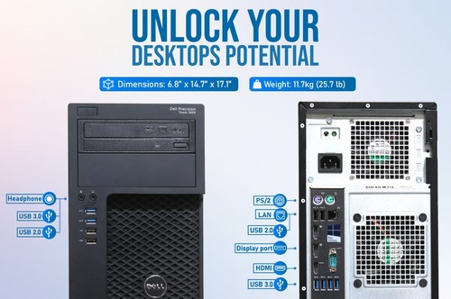 Dell Precision 3620 Tower Intel Core i7-7700 3.60Ghz 16GB RAM 500GB SSD Win 10P - Picture 2 of 17