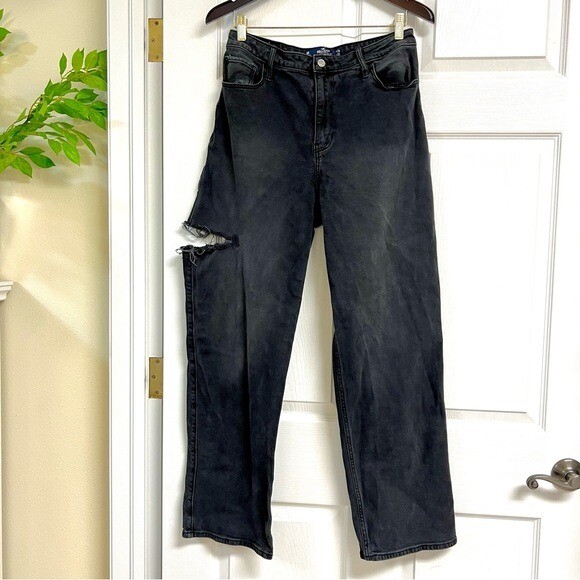 Black Dad Jeans Hollister High Waisted Black Jeans HOLLISTER