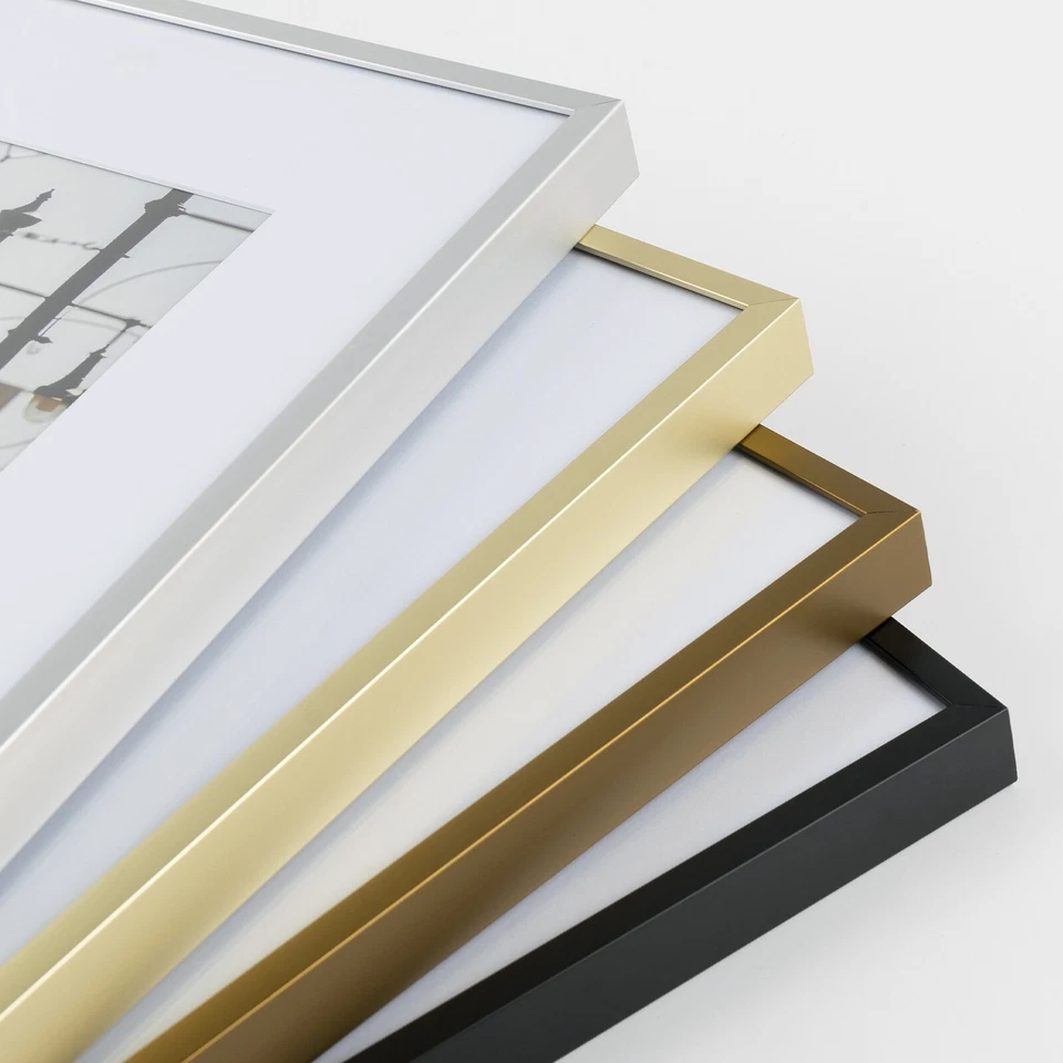 Marco de fotos de aluminio con tapete de color - Marco de fotos de metal y vidrio real Foto 2 de 4