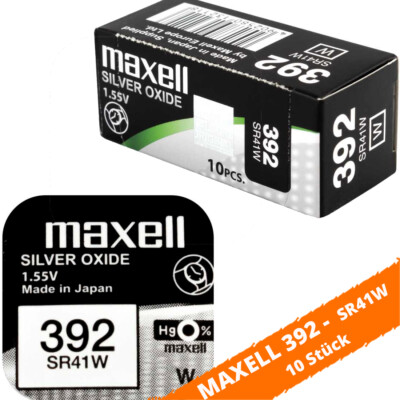 10 x Maxell 392 SR41W AG3 10L125 247B 280-13 RW47 SB-B1 Uhren Batterie 1,55 V